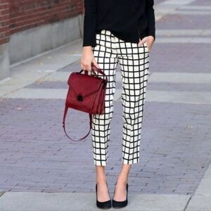 J.Crew Factory Stretch Windowpane Check Ankle Cropped Pants